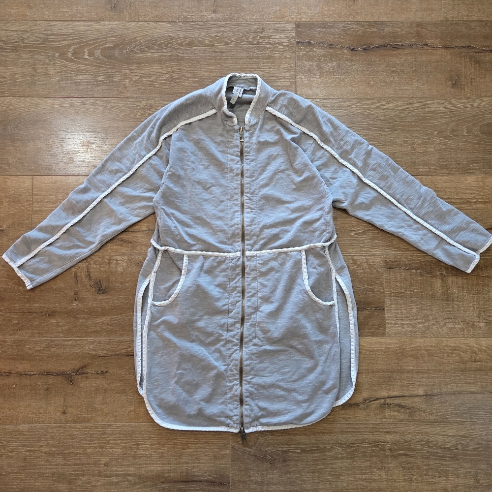 XCVI Wmns Lagenlook Tunic Doubke Zipper Cotton Jacket S Pockets Cottage Casual